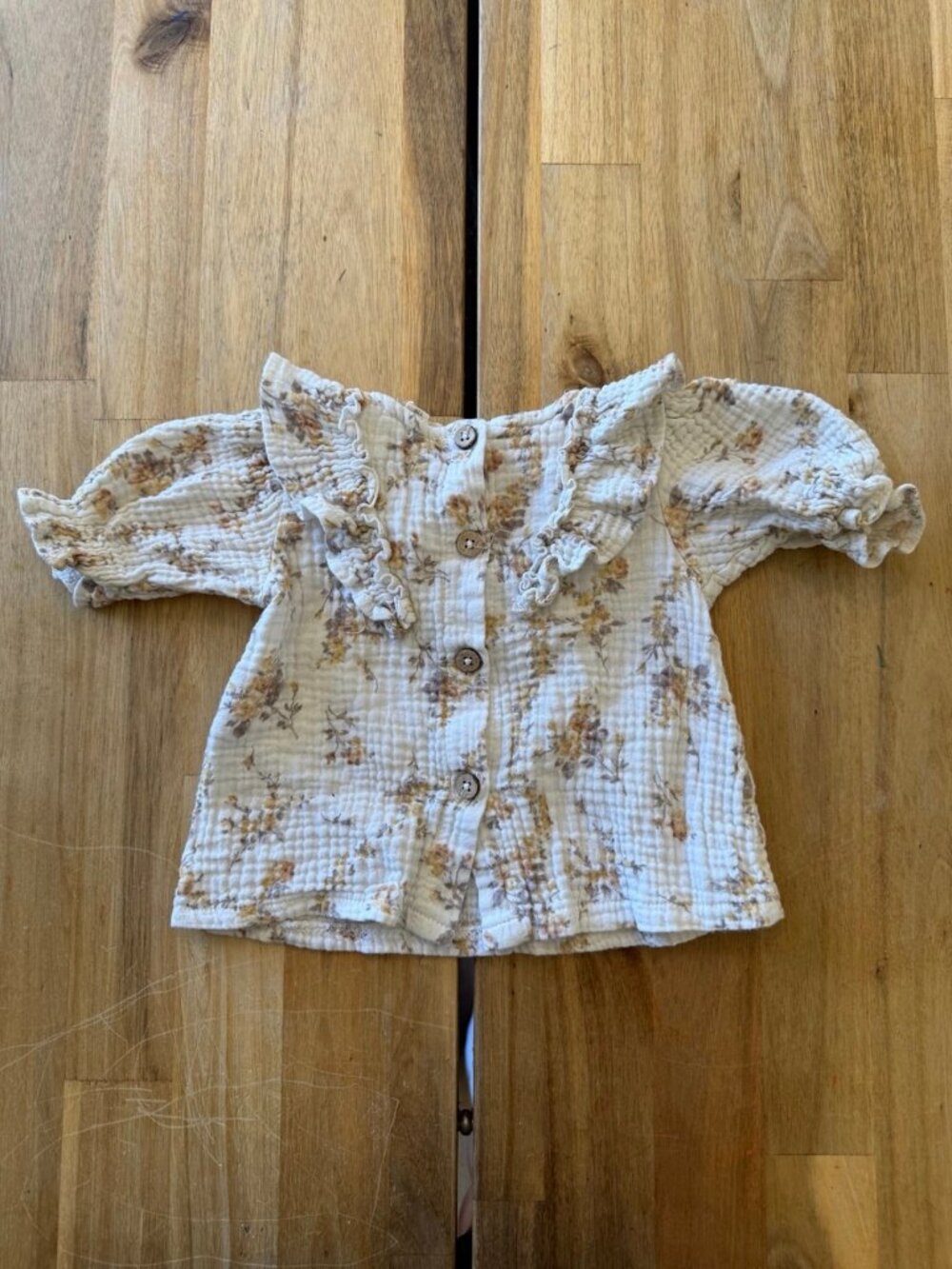Jessica Simpson Baby Girl Floral Muslin Top 12 Months Ruffle Button Front